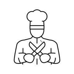 personal chef line icon vector illustration