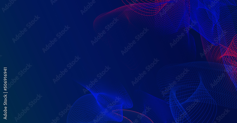 Wall mural abstract ai digital background with weave curve line bend art, big data stream visualization. high s