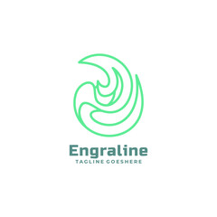 Vector Logo Illustration Engraving Line Art Style.