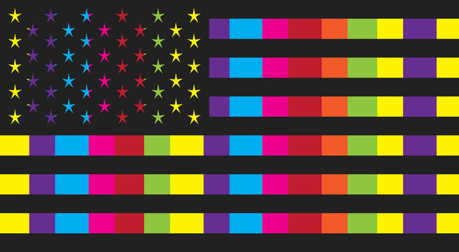American flag colorful graffiti, pop art background USA vector