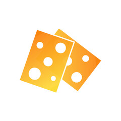 Two slices of cheese isolated on white background. Yellow piece of cheese icons in flat style. Vector illustration.