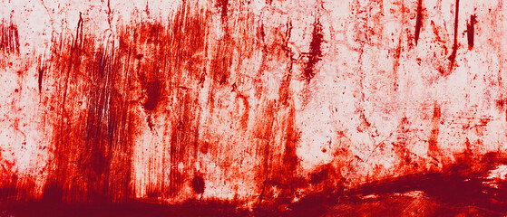 Blood on a white wall background. Blood stained dirty wall background. horror background