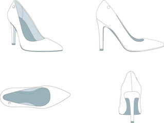High-Heel Shoe Fashion Flat Design Template