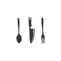 Set different fork, spoon and knife logo deisgn icon vector illustration