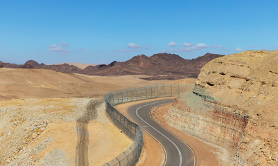 Beautiful road in the Arava desert Israel