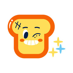 Isolated colored happy slice of bread emote Vector illustration