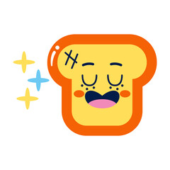 Isolated colored happy slice of bread emote Vector illustration