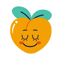 Isolated colored happy peach emote Vector illustration