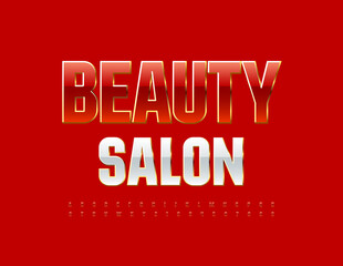 Vector premium Logo Beauty Salon. Elite Red Font. Artistic Alphabet Letters and Numbers set