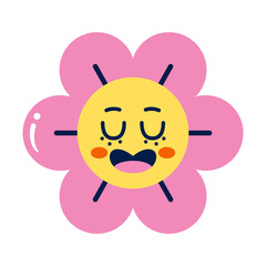 Isolated colored happy flower emote Vector illustration