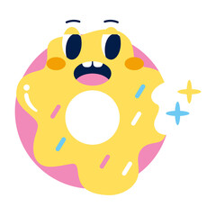 Isolated colored worried donut emote Vector illustration