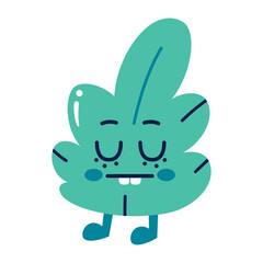 Isolated colored serious natural leaf emote Vector illustration