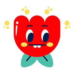 Isolated colored serious flower emote Vector illustration