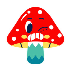 Isolated colored worried mushroom emote Vector illustration