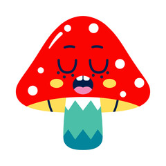 Isolated colored asleep mushroom emote Vector illustration