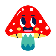 Isolated colored happy mushroom emote Vector illustration