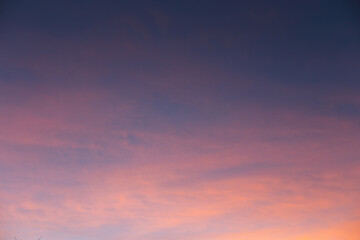 Naklejka na ściany i meble Beautiful colored blue pink sky at sunset. Natural colors.