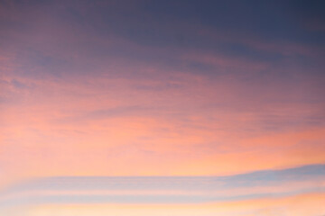 Amazing gradients pink and blue sky at sunset. Colored pastel wallpaper