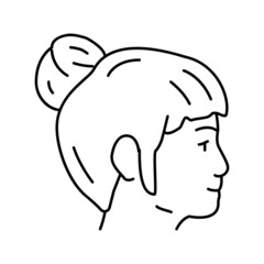 face kid female line icon vector illustration