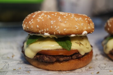 hamburger on a plate