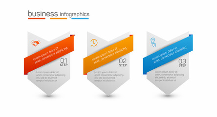 Business infographic design template with 3 options, steps or processes. Can be used for workflow layout, diagram, annual report, web design 