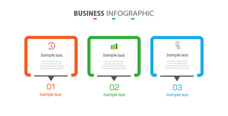 Business infographic design template with 3 options, steps or processes. Can be used for workflow layout, diagram, annual report, web design 