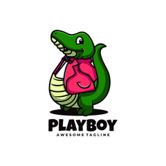Vector Logo Illustration Play Boy Mascot Cartoon Style.