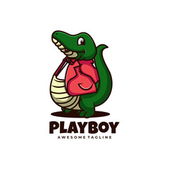 Vector Logo Illustration Play Boy Mascot Cartoon Style.