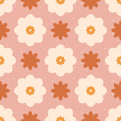 Retro flower seamless pattern. Floral background.
Flowers texture of the seventies for printing fabrics, textiles, paper.