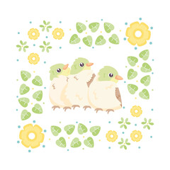 Fototapeta premium Isolated cute bird in a floral frame Vector illustration