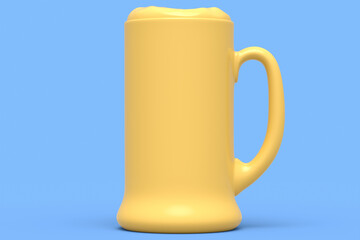 Frosty glass of fresh draft beer isolated on a blue monochrome background.