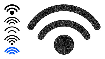 Vector low-poly Wi-Fi source icon illustration is combined with randomized filled triangles. Triangle Wi-Fi source polygonal 2d vector illustration.