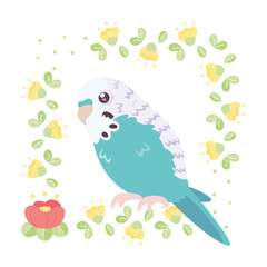 Isolated cute bird in a floral frame Vector illustration