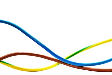 Wires used in European Single-phase electric wiring. The blue is neutral, brown is single-phase and...
