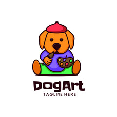 Vector Logo Illustration Dog Art Mascot Cartoon Style.