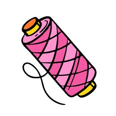The spool is a thread doodles . Hand made needlework Vector illustration on white background