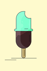 Mint ice-cream vector illustration, Pistachio ice-cream icon, Green ice-cream on a stick logo concept