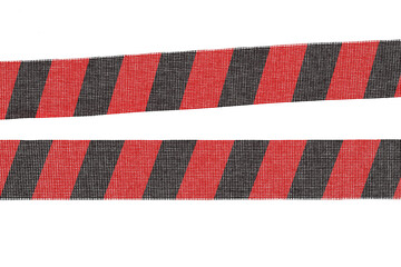 Barrier tapes with a black-red stripes isolated on a white background.