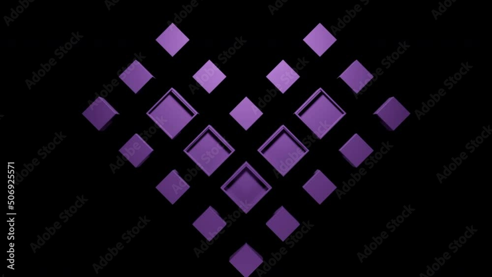 Poster heart of retro squares. design. retro game with moving squares creating heart. heart shape of moving