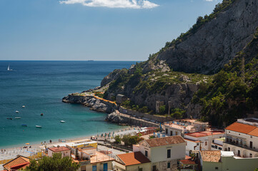 Obraz premium Sea view of the city of Erce, province of Salerno, Campania. Southern Italy.