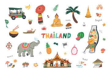Thailand travel vector illustrations set - 506927701