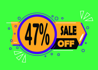 Sale 47% discount. Promotion sales and marketing, discount tag and icon in orange and green.