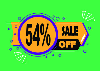 Sale 54% discount. Promotion sales and marketing, discount tag and icon in orange and green.