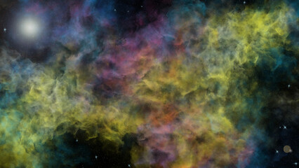 Naklejka na ściany i meble Abstract cosmic background - nebula and stars.
