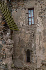 Fototapeta premium Castle in Banska Stiavnica town in cloudy day after rain
