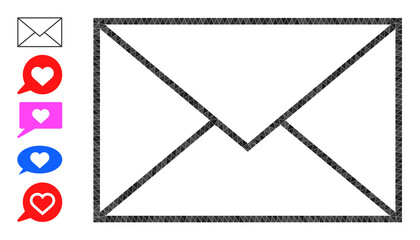 Vector lowpoly letter envelope icon illustration is designed with random filled triangle items. Triangle letter envelope polygonal icon vector illustration.