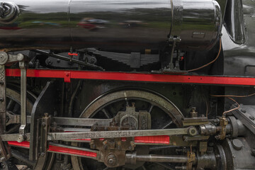 Fototapeta premium Steam locomotive of Rhine Tourist Railway in spring.
