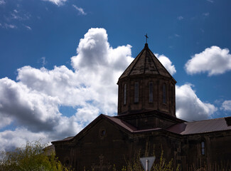 church in gyumri blue sky background