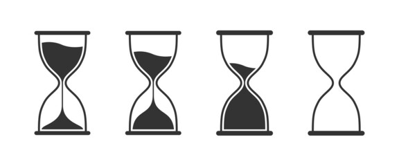 Sand watch icon set. Hourglass symbol. Flat vector illustration. - obrazy, fototapety, plakaty