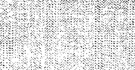 Monochrome texture composed of irregular graphic elements. Distressed uneven grunge background. Abstract vector illustration. Overlay for interesting effect and depth. Isolated on white background.